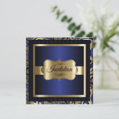 Goud & Blauw Draaiend Patroon Feest Template Kaart (Staand voorkant)