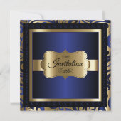 Goud & Blauw Draaiend Patroon Feest Template Kaart (Voorkant)