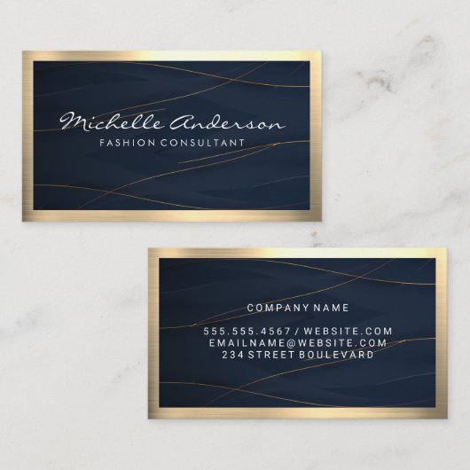 Goud Blauw | Elegant Lux Visitekaartje (Voorkant / Achterkant)