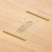 Goud Blauw Elegant Script Monogram Trouwfeest Acryl Uitnodigingen (Laagn)