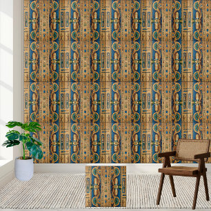 Goud, blauw en hiërogliefen Oud-Egyptisch Tegel Tegeltje