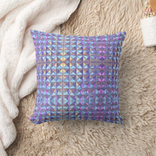 Goud, Blauw en Paars Iridiserend Geometrisch 2 Kussen (Deken)