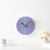 Goud, Blauw en Paars Iriserend Geometrisch 2 Ronde Klok (Huis)