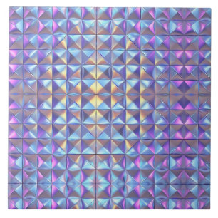 Goud, blauw en paars iriserende geometrische 2 tegeltje