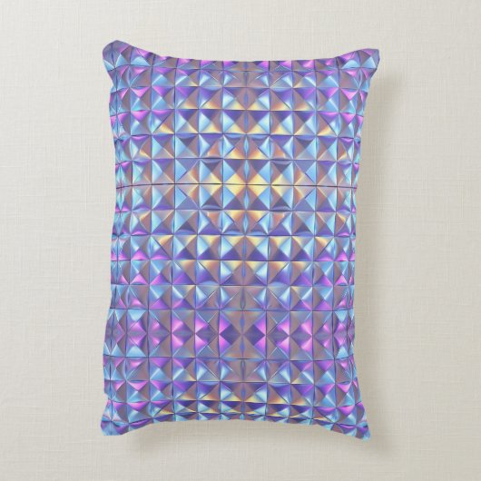 Goud, blauw en Paarse iriserende geometrische 2 Accent Kussen (Achterkant (Verticaal))