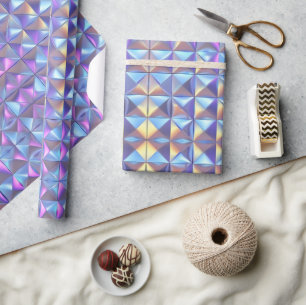 Goud, blauw en Paarse iriserende geometrische 2 Cadeaupapier