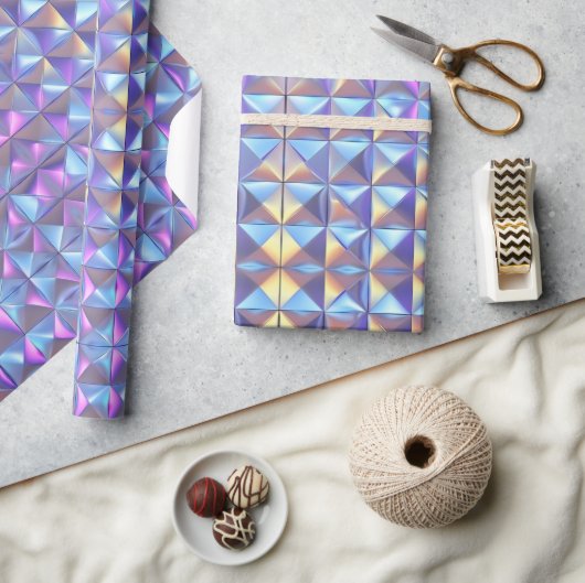 Goud, blauw en Paarse iriserende geometrische 2 Cadeaupapier (Crafts)