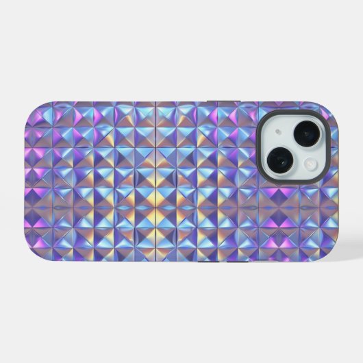 Goud, blauw en Paarse iriserende geometrische 2 iPhone 15 Case (Achterkant horizontaal)