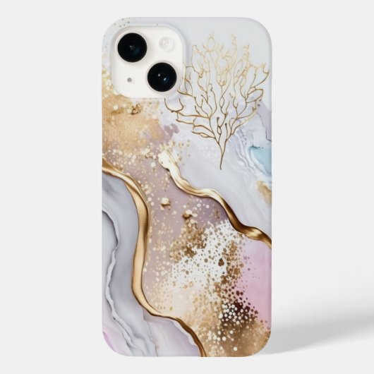 Goud blauw en Paarse marmer Case-Mate iPhone Case (Achterkant)