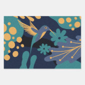 goud, blauw en turquoise kolibrie inpakpapier vel (Voorkant)