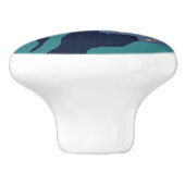  goud, blauw en turquoise kolibrie keramische knop (Zijkant)