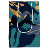  goud, blauw en turquoise kolibrie medium cadeauzakje (Achterkant)