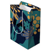  goud, blauw en turquoise kolibrie medium cadeauzakje (Achterkant Gekanteld)