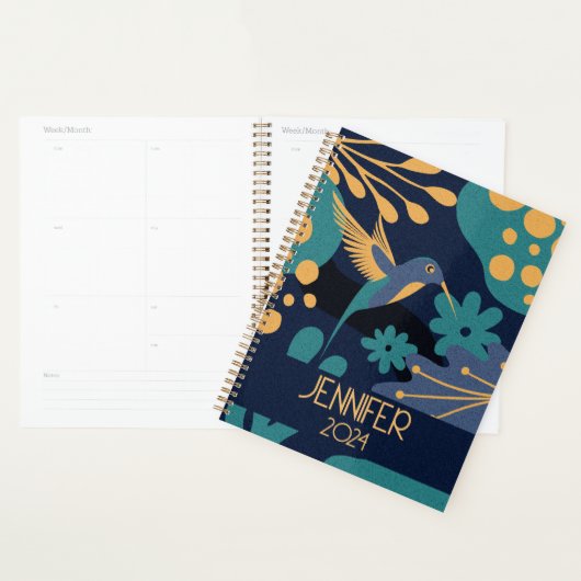goud, blauw en turquoise kolibrie planner (Display)
