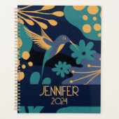goud, blauw en turquoise kolibrie planner (Voorkant)