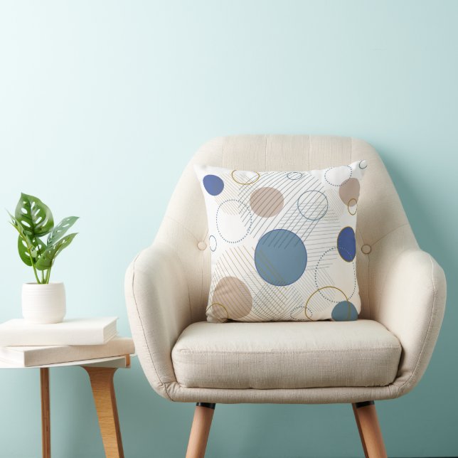 Goud Blauw en witte abstracte kussenhoes Kussen (Stoel)