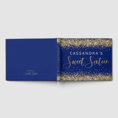 Goud Blauw Faux Glitter Zoet Zestien Gastenboek (Volledig)