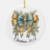 Goud & Blauw Feestelijke Boog Ontwerp - Custom Keramisch Ornament (Achterkant)