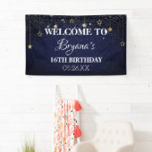 Goud Blauw Galabal Onder de Sterren Sterrennacht V Spandoek (Insitu)