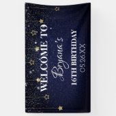 Goud Blauw Galabal Onder de Sterren Sterrennacht V Spandoek (Verticaal)