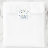 Goud Blauw Glitter Confetti Cheers Christmas Custo Ronde Sticker (Tas)