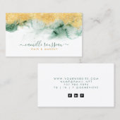 Goud Blauw Groen Moderne Waterverf Visitekaartje (Voorkant / Achterkant)