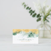 Goud Blauw Groen Moderne Waterverf Visitekaartje (Staand voorkant)