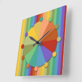 Goud, blauw, groene strepen, vierkant wandklok (Hoek)