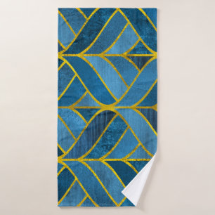 Goud Blauw Grunge Patroon Badhanddoek