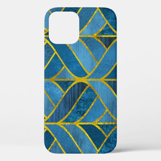 Goud Blauw Grunge Patroon Case-Mate iPhone Case (Achterkant)