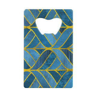 Goud Blauw Grunge Patroon Creditkaart Flessenopener