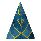 Goud Blauw Grunge Patroon Feesthoedjes (Achterkant)