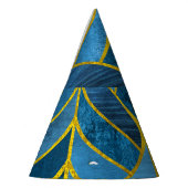 Goud Blauw Grunge Patroon Feesthoedjes (Links)