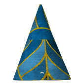 Goud Blauw Grunge Patroon Feesthoedjes (Rechts)