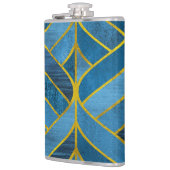 Goud Blauw Grunge Patroon Heupfles (Links)