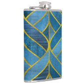 Goud Blauw Grunge Patroon Heupfles (Rechts)