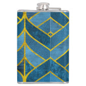 Goud Blauw Grunge Patroon Heupfles (Achterkant)