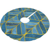 Goud Blauw Grunge Patroon Kerstboom Rok (Gekanteld)