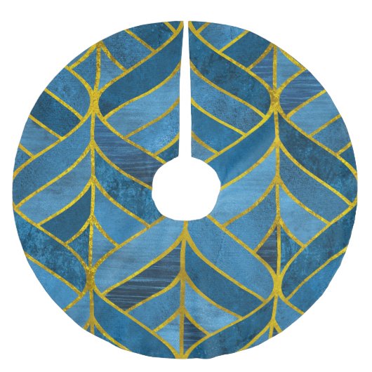 Goud Blauw Grunge Patroon Kerstboom Rok (Voorkant)