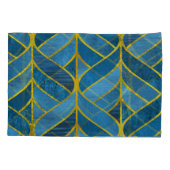 Goud Blauw Grunge Patroon Kussensloop (Achterkant)