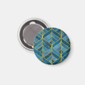Goud Blauw Grunge Patroon Magneet (Voorkant / Achterkant)