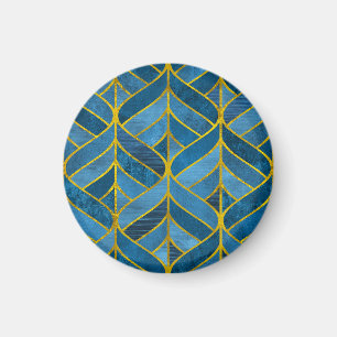 Goud Blauw Grunge Patroon Magneet