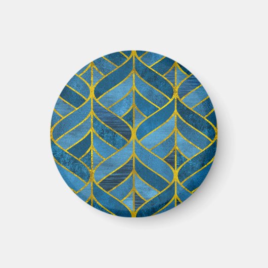 Goud Blauw Grunge Patroon Magneet (Voorkant)