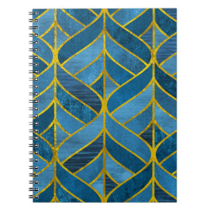 Goud Blauw Grunge Patroon Notitieboek