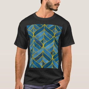 Goud Blauw Grunge Patroon T-shirt