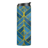 Goud Blauw Grunge Patroon Thermosbeker (Gedraaid links)