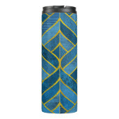 Goud Blauw Grunge Patroon Thermosbeker (Achterkant)