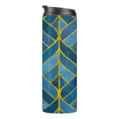 Goud Blauw Grunge Patroon Thermosbeker (Geroteerd rechts)