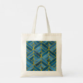 Goud Blauw Grunge Patroon Tote Bag (Achterkant)
