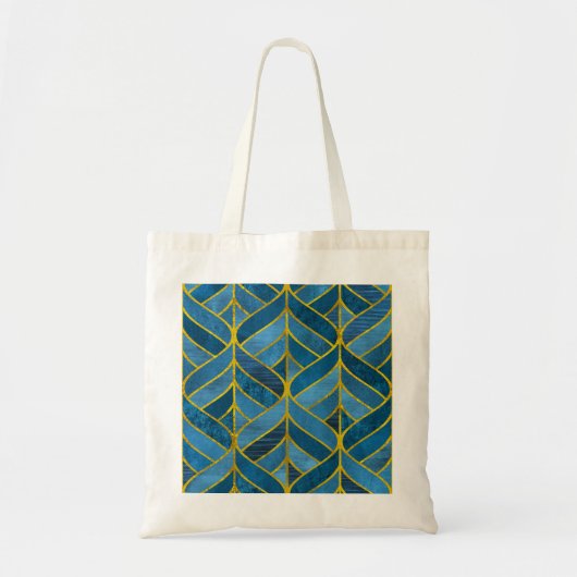 Goud Blauw Grunge Patroon Tote Bag (Voorkant)